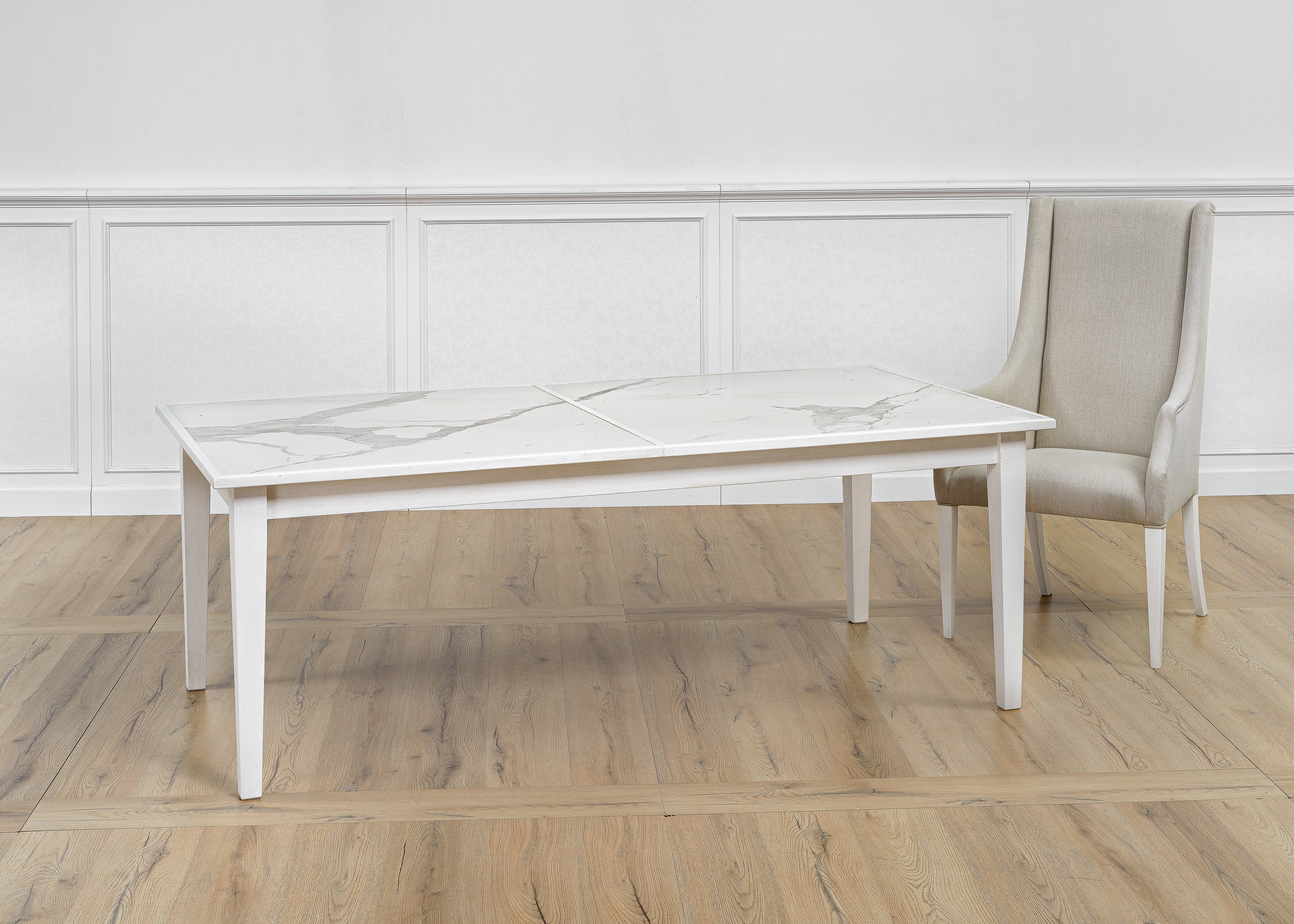 Elton Butterfly Dining Table,White, by Sarreid, 81" length x 41" width x 30" height View 14