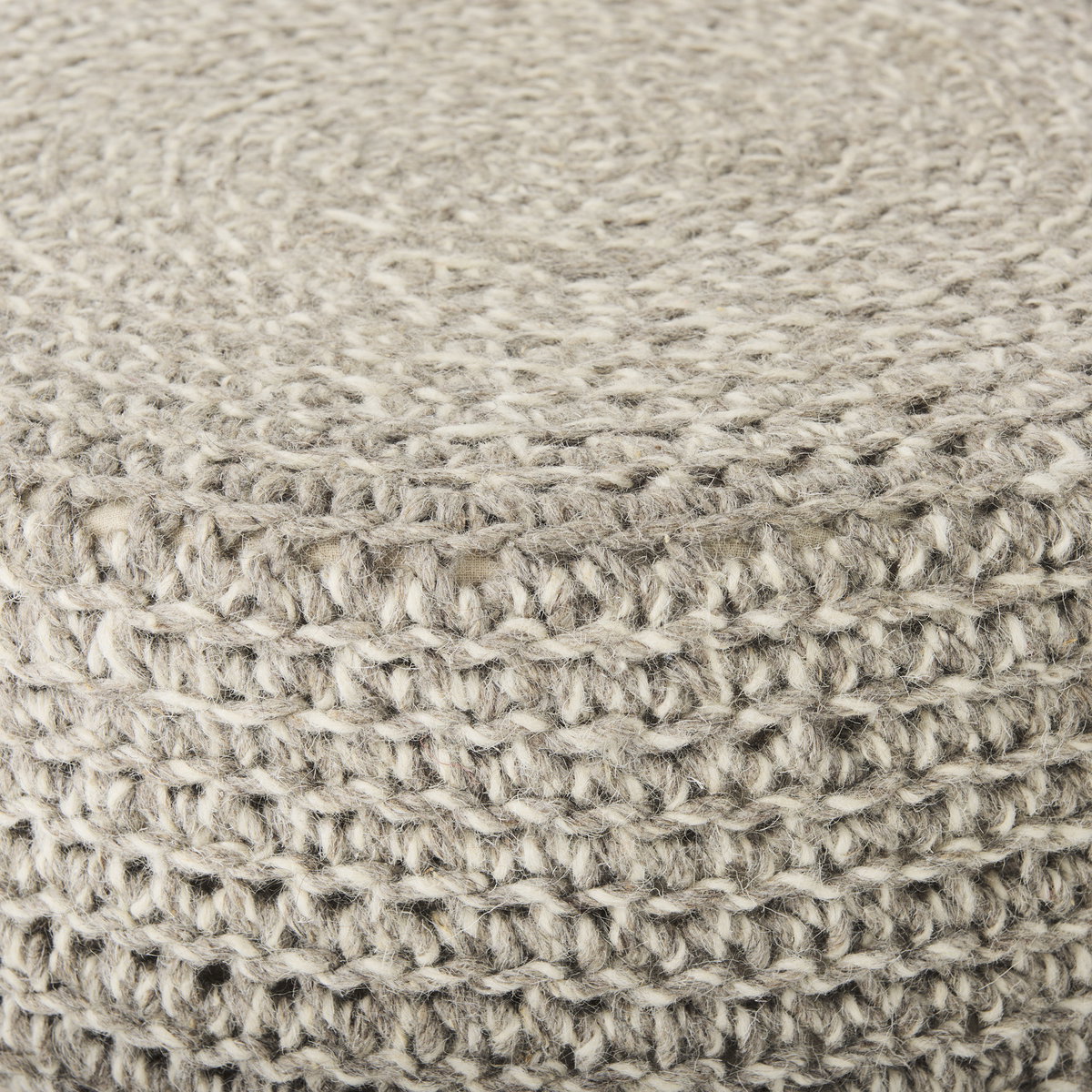 Bina   Light Gray 4 Legged Wool Stool, Ottoman by Mercana, 24" length x 24" width x 14" height View 10