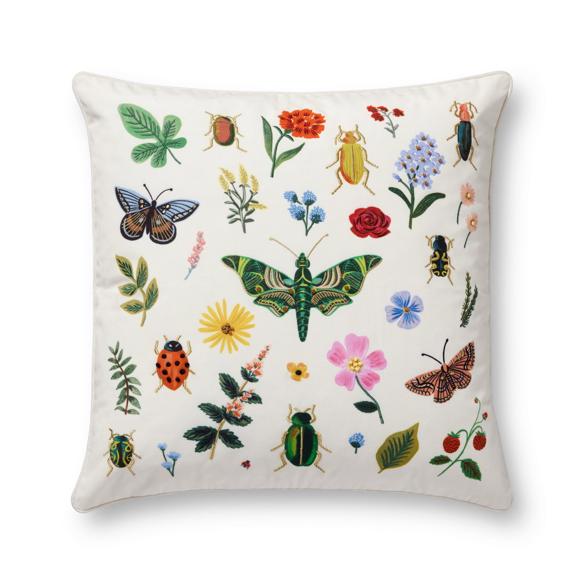Rifle Paper Co. x Loloi Curio Pillow, Decorative Pillow, 22" length x 22" width View 1