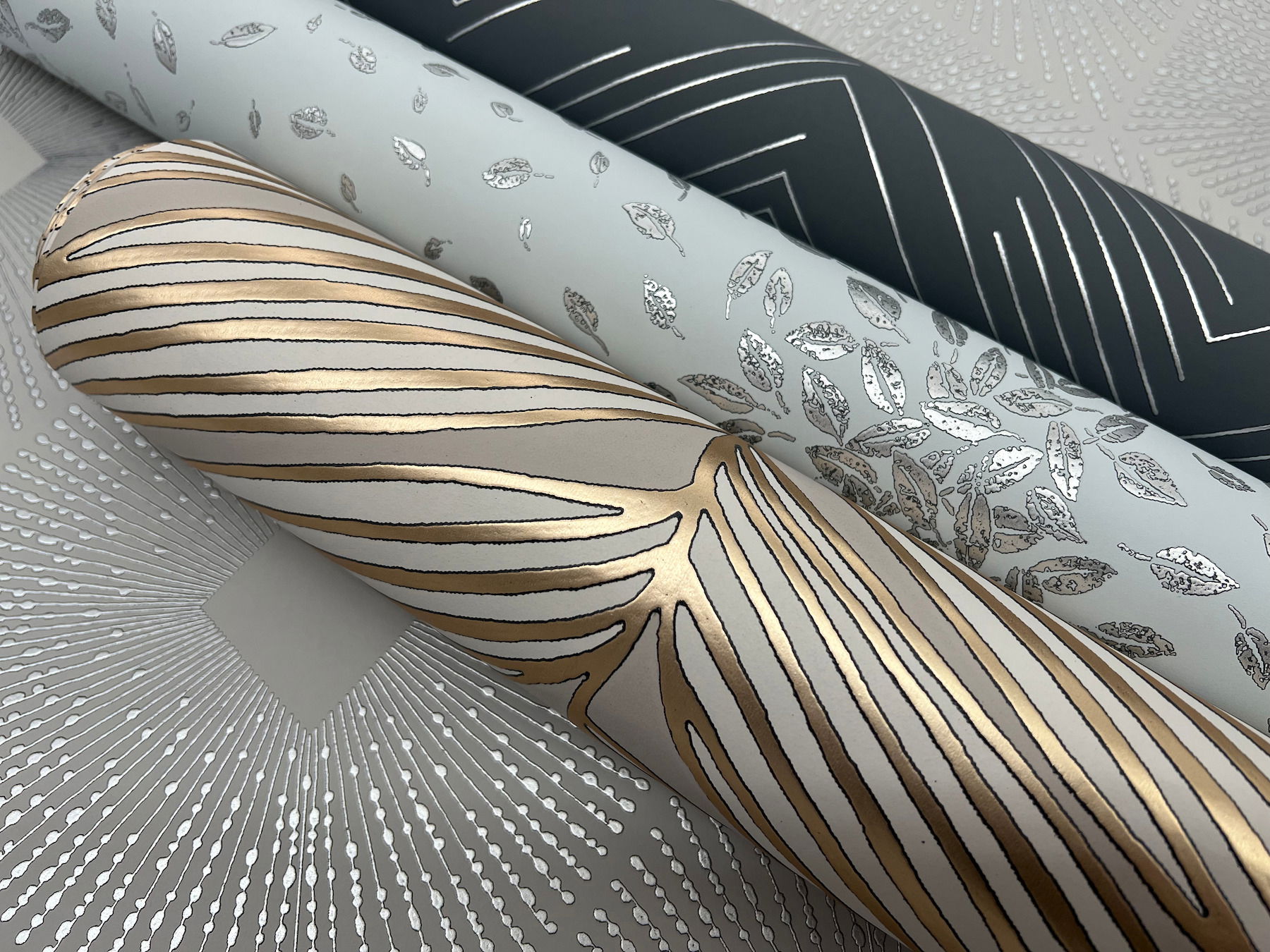 Polished Chevron Charcoal & Silver Wallpaper large image 