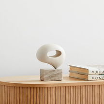 Online Designer Combined Living/Dining Alba Wood Sculptural Objects, Object, Whitewashed, Mixed Materials, Small