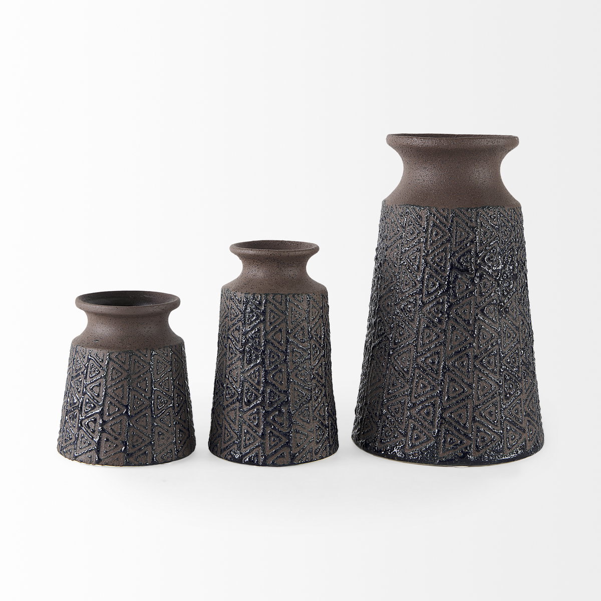 Sefina III Large Brown/Black Patterned Ceramic Vase, by Mercana, 6.89" length x 6.89" width x 11.22" height View 4