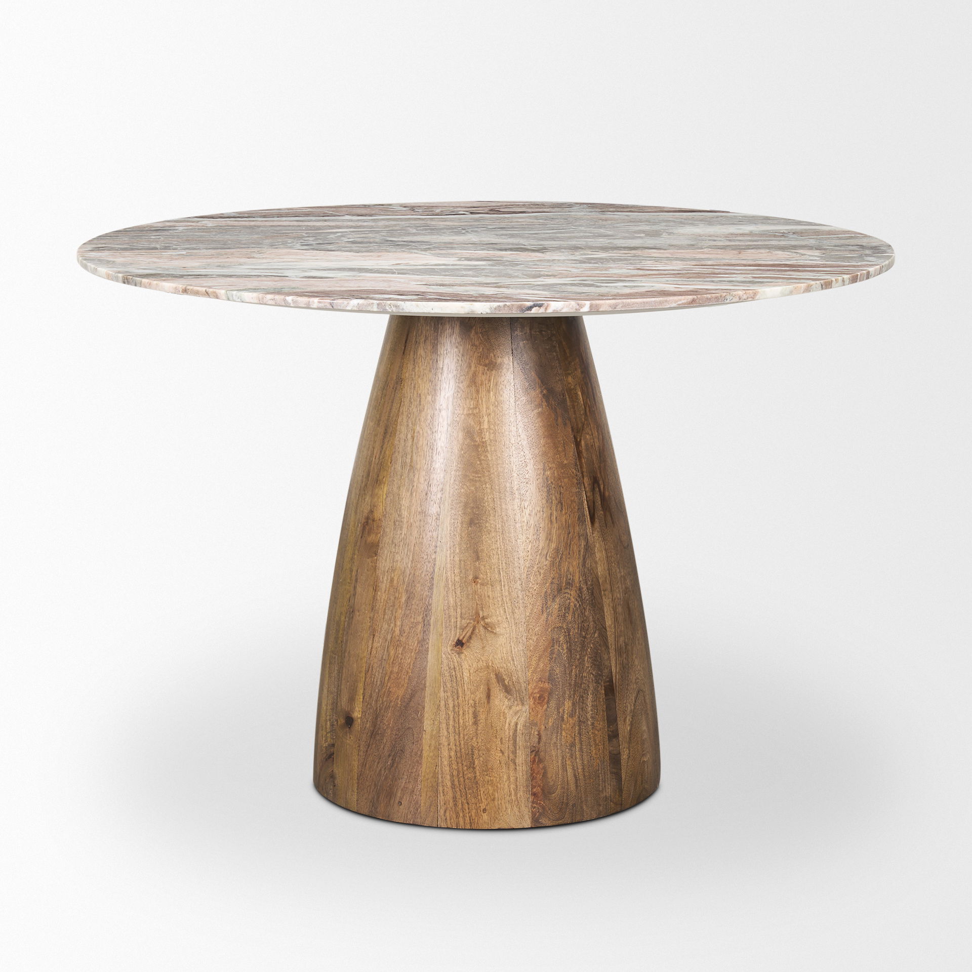 Allyson Round Medium Brown with Pink Marble Pedestal Dining Table large image 