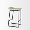 Givens Backless 26in Seat Counter Stool | Natural Wood with Black Metal, Counter & Bar Stool by Mercana, 14.1" length x 15.8" width x 26" height thumbnail 7