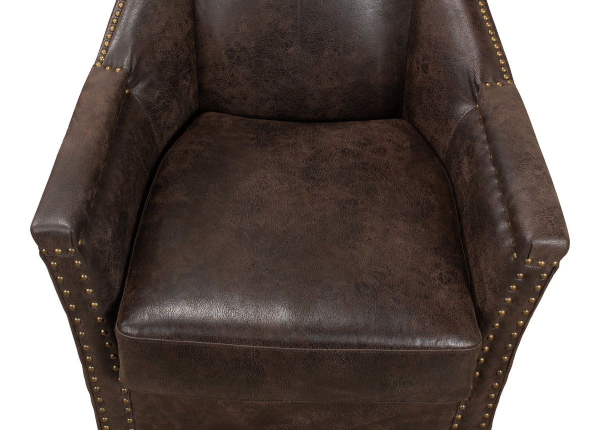 Granville Leather Chair, by Sarreid, 2'4" length x 2'4" width x 2'8" height View 3