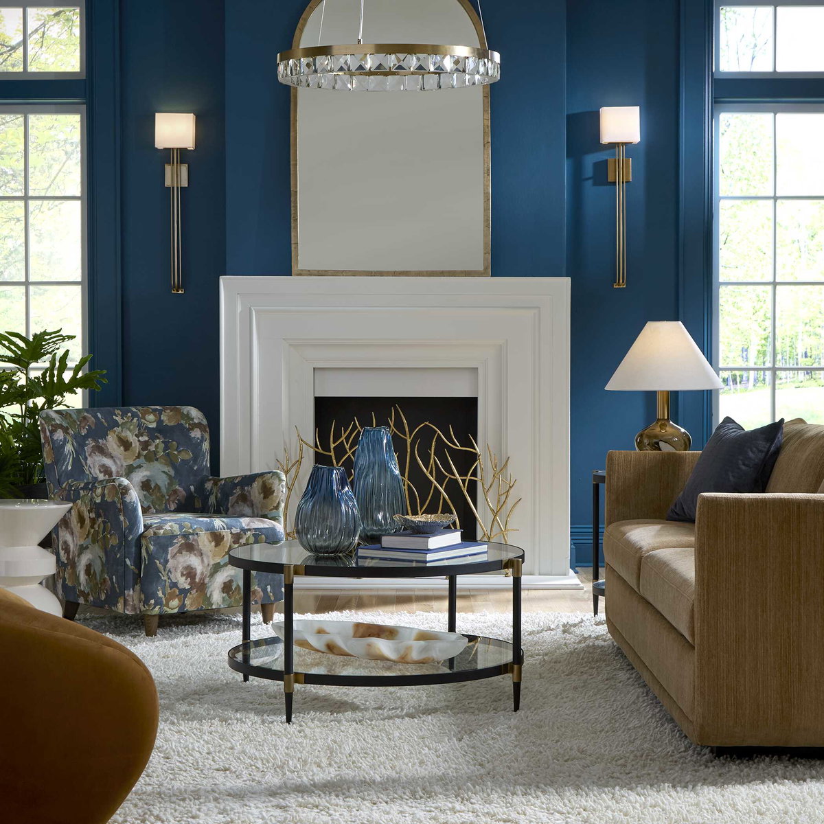 Lainey Floral Upholstered Armchair, Accent Chair by Uttermost, 30" width x 32.5" height x 31.5" depth View 3