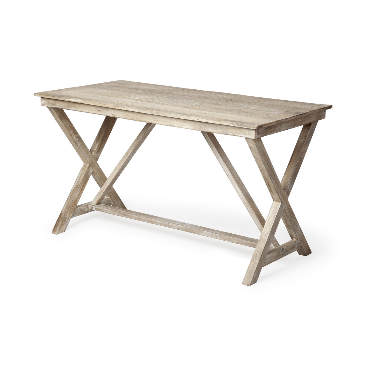 Tracy 54L x 28W Natural X Frame Wood Office Desk, by Mercana, 54" length x 28" width x 30" height View 1