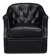 Coolidge Leather Swivel Chair, Black thumbnail 1