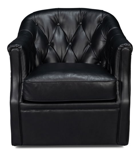 Coolidge Leather Swivel Chair, Black