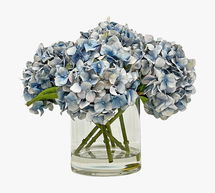 Online Designer Bedroom Faux Blue Hydrangea In Glass Vase, 14"H