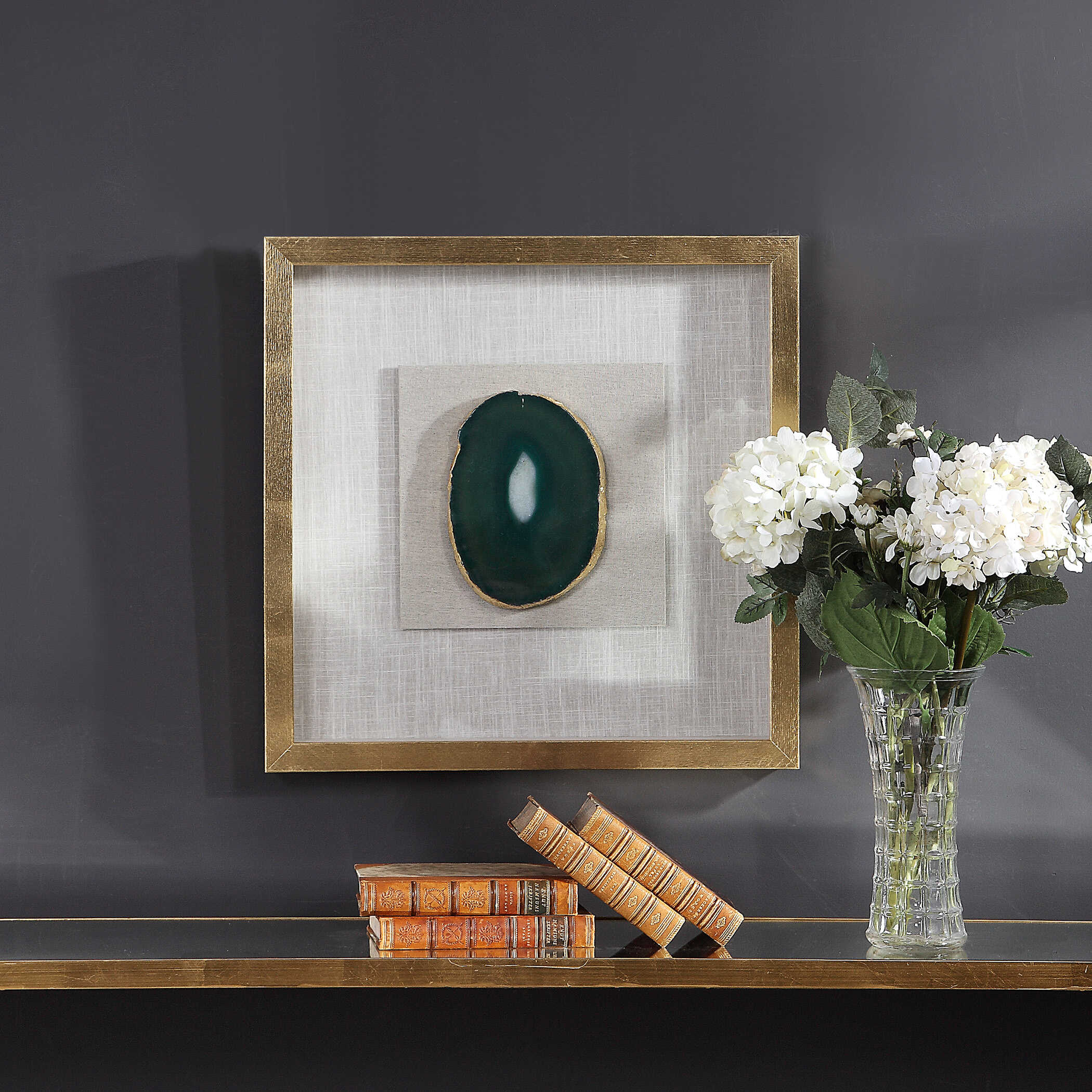 Keeva Agate Stone Shadow Box, Sculptural Wall Art by Uttermost, 19.75" width x 19.75" height x 2" depth View 2
