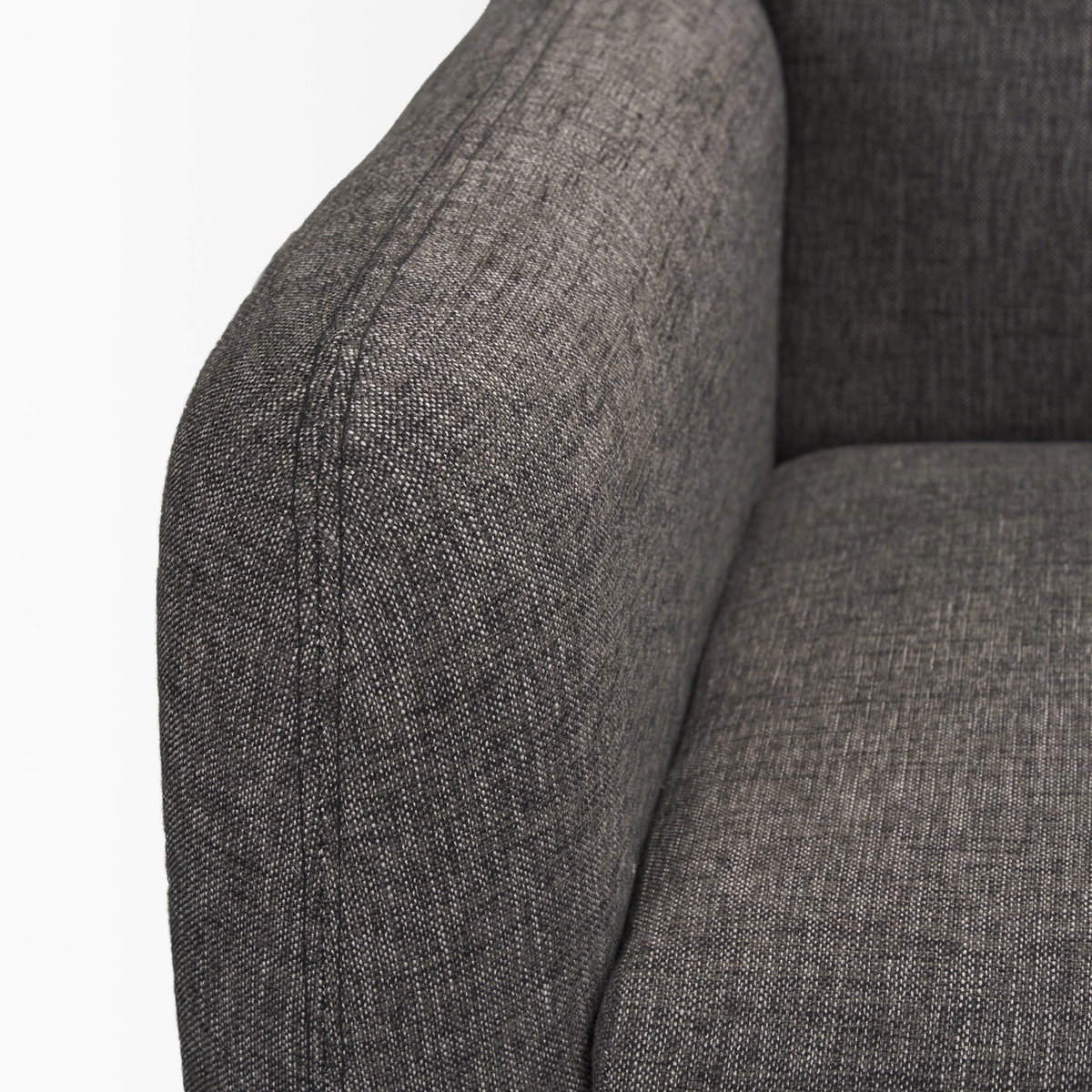 Hale Sofa with Medium Brown Wood and Gray Fabric, Sofas & Sectional by Mercana, 90" length x 33.75" width x 31.5" height View 9