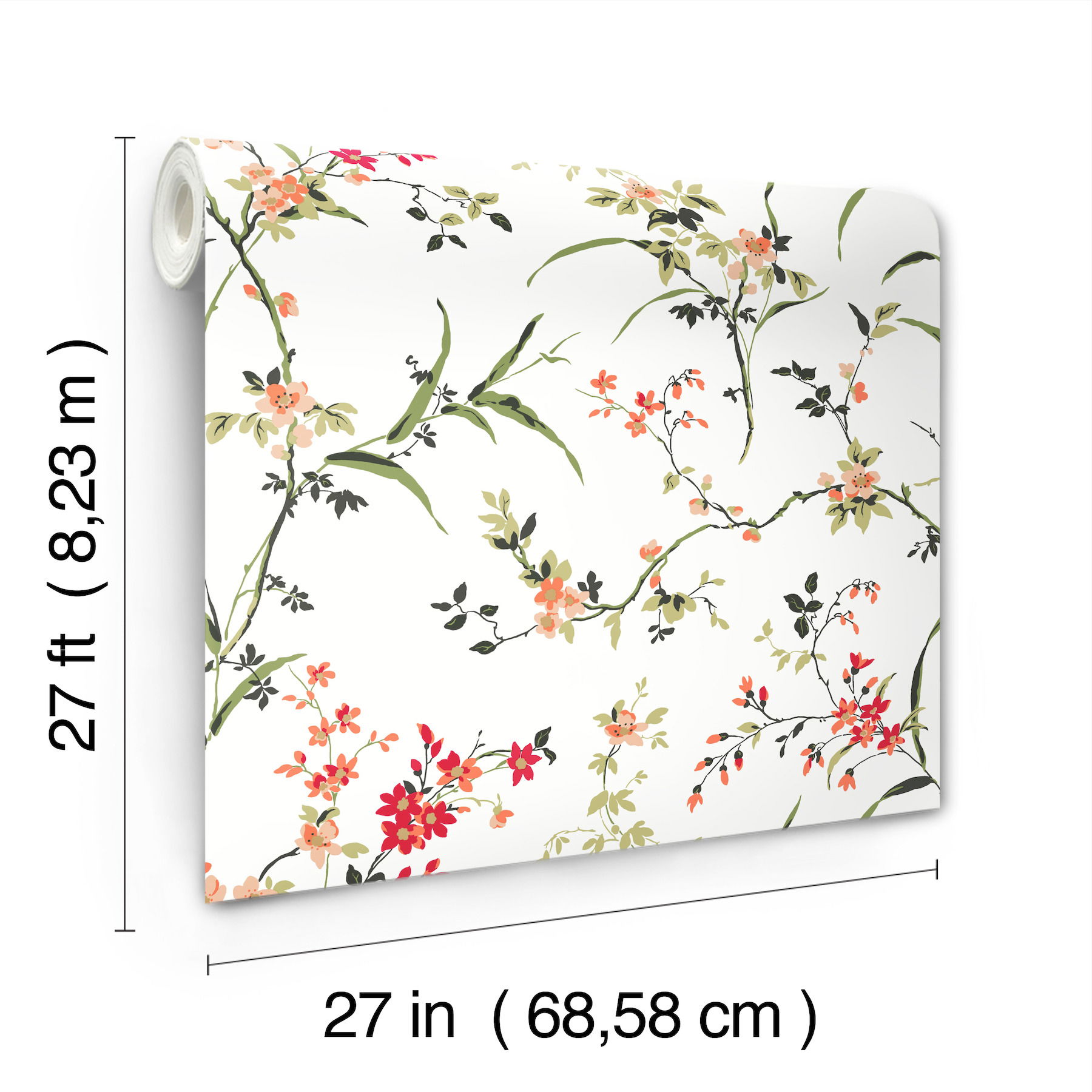 Blossom Branches White & Red Wallpaper large image 