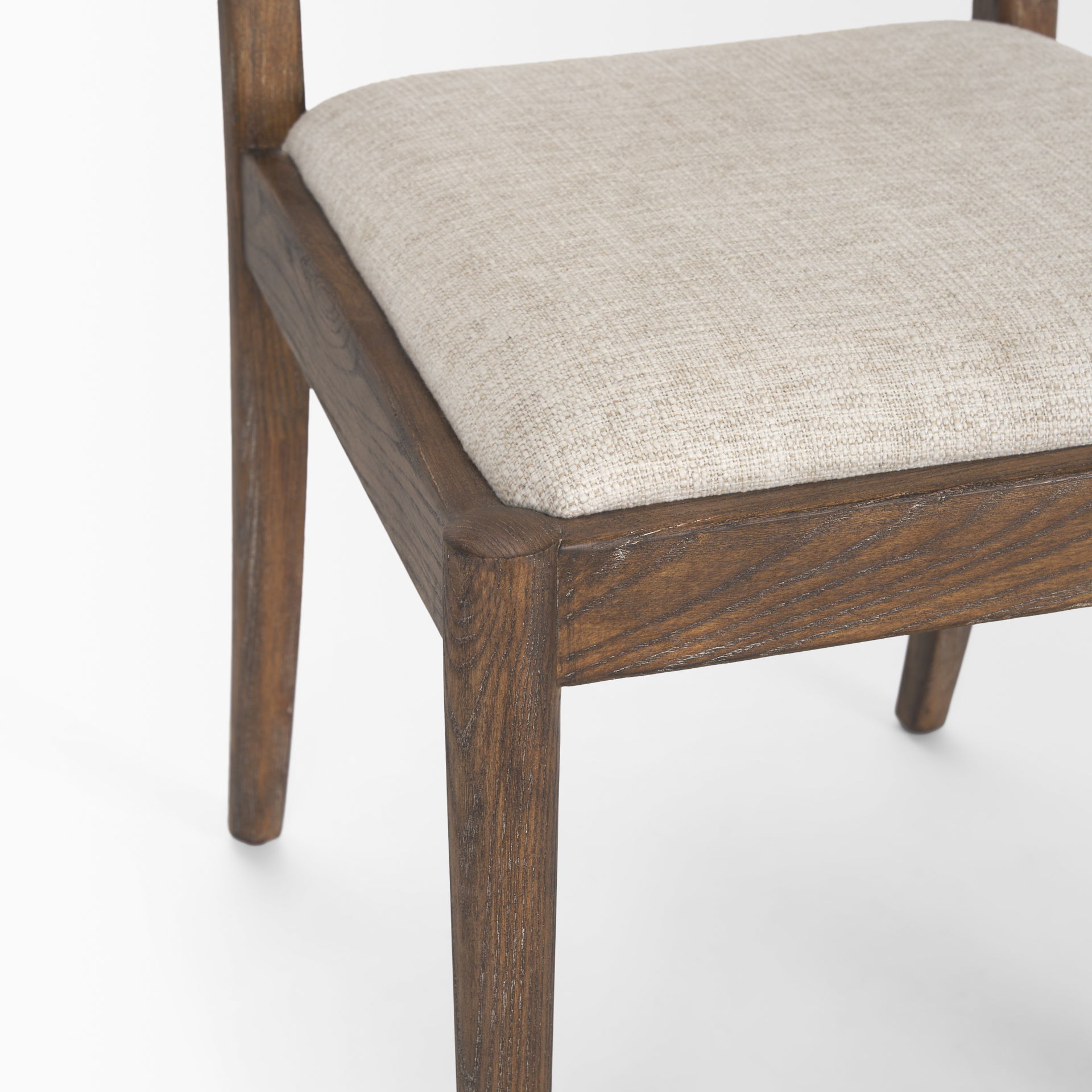 Elle Rounded Caneback Medium Brown Wood with Oatmeal Fabric Dining Chair large image 