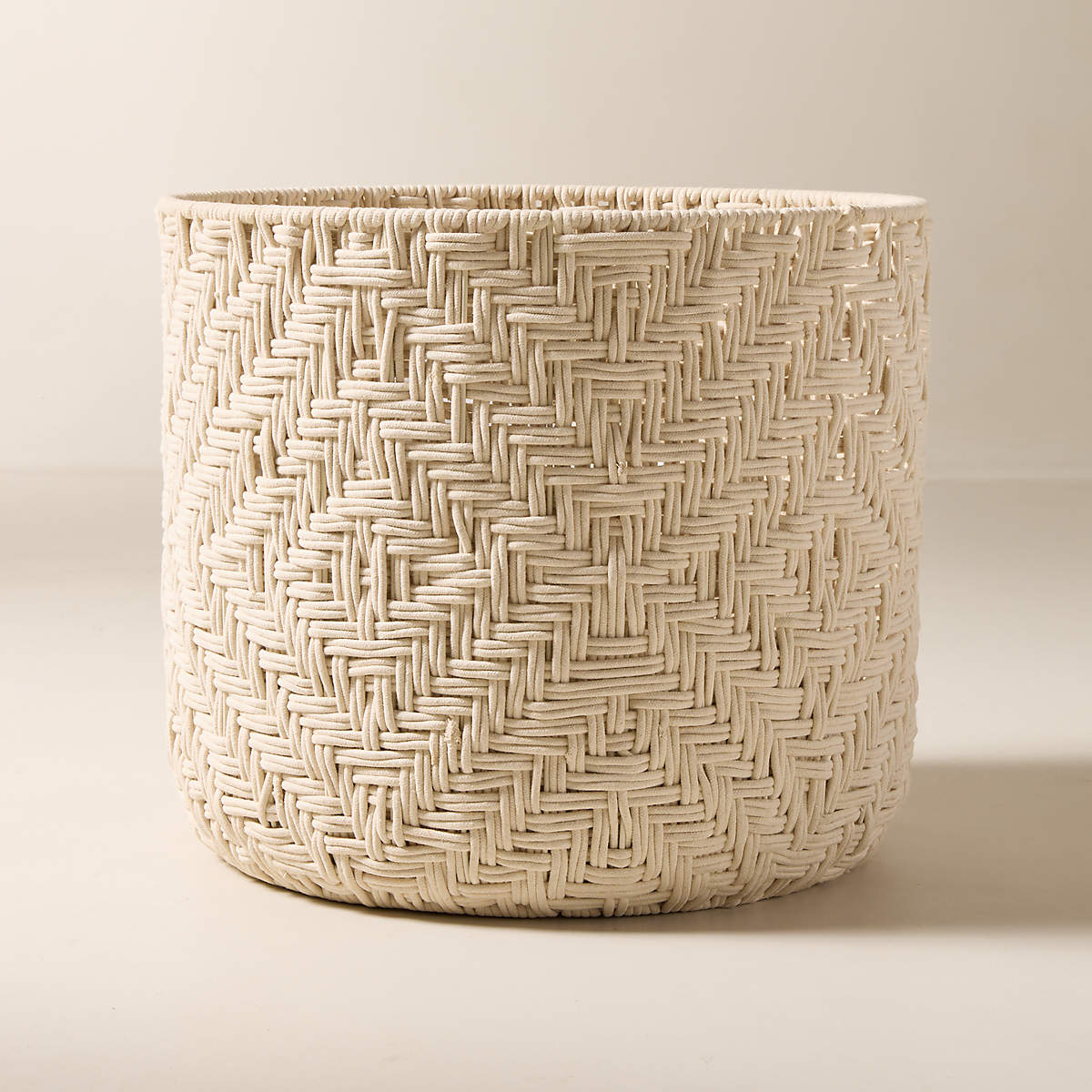 Online Designer Bedroom Rowen Handwoven Round White Cotton Storage Basket XL