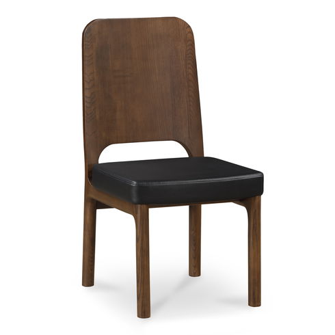 Kerr Dining Chair Walnut Stained Black Vegan Leather-set Of Two
