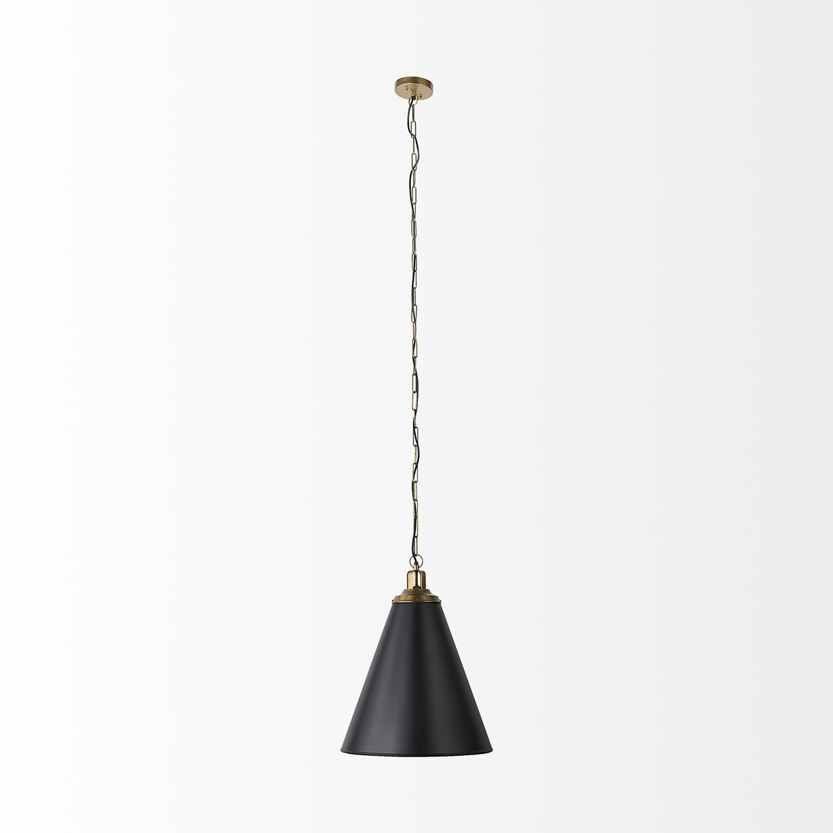 Fenton   Black with Antiqued Gold Accents Pendant Light, by Mercana, 18" length x 18" width x 23" height View 4