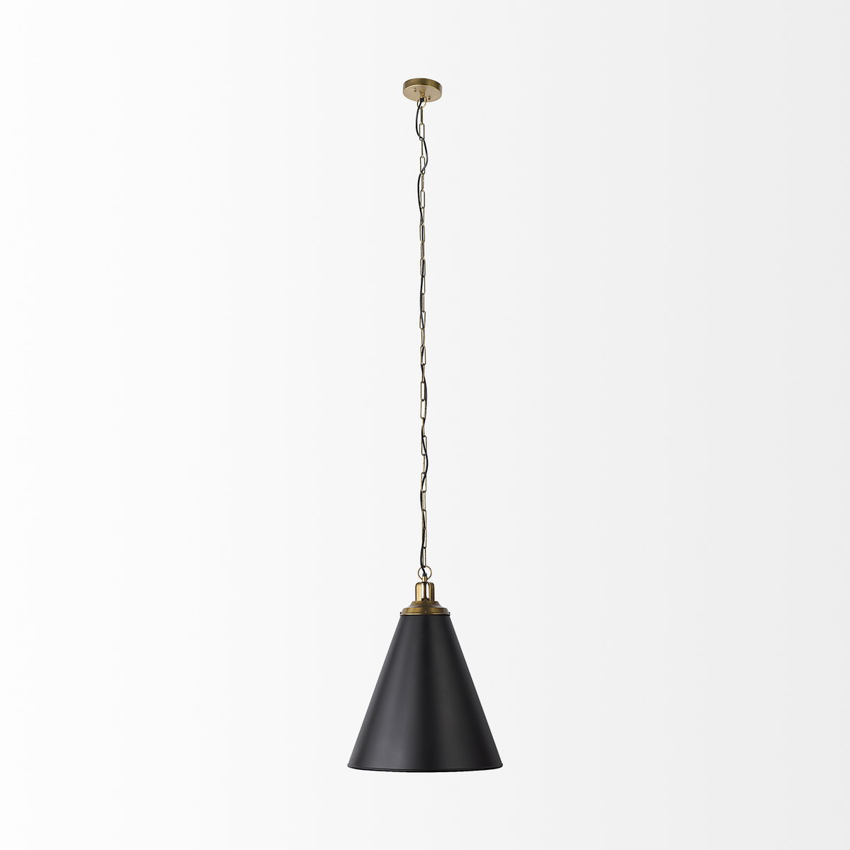 Fenton   Black with Antiqued Gold Accents Pendant Light, by Mercana, 18" length x 18" width x 23" height View 4