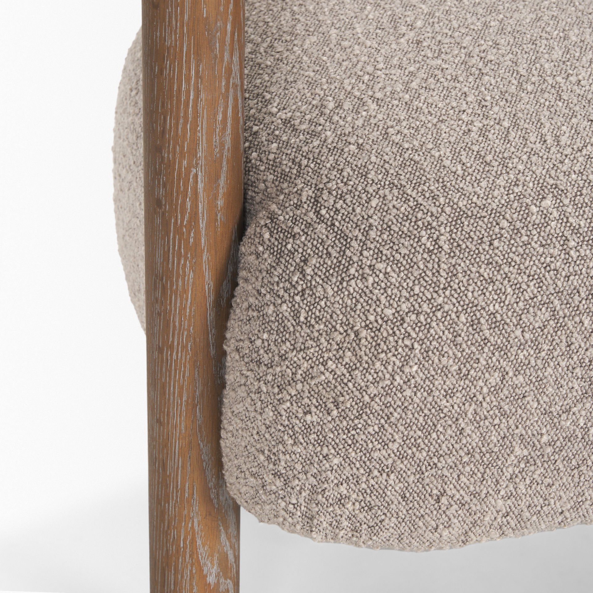 Gianna Open Back Medium Brown Wood with Taupe Boucle Fabric Accent Chair large image 