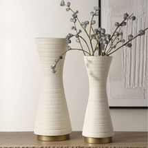 Online Designer Living Room Ridgeline White Vases, S/2