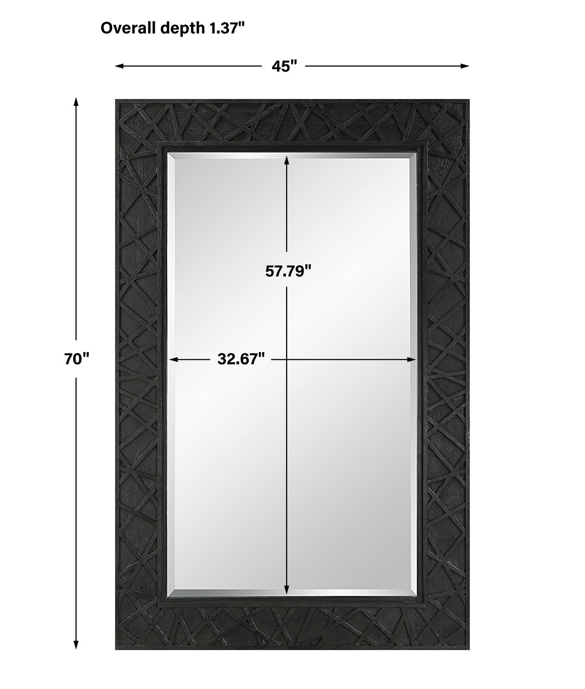 Everest Satin Black Mirror, by Uttermost, 3'9" width x 5'10" height x 1.37" depth View 3