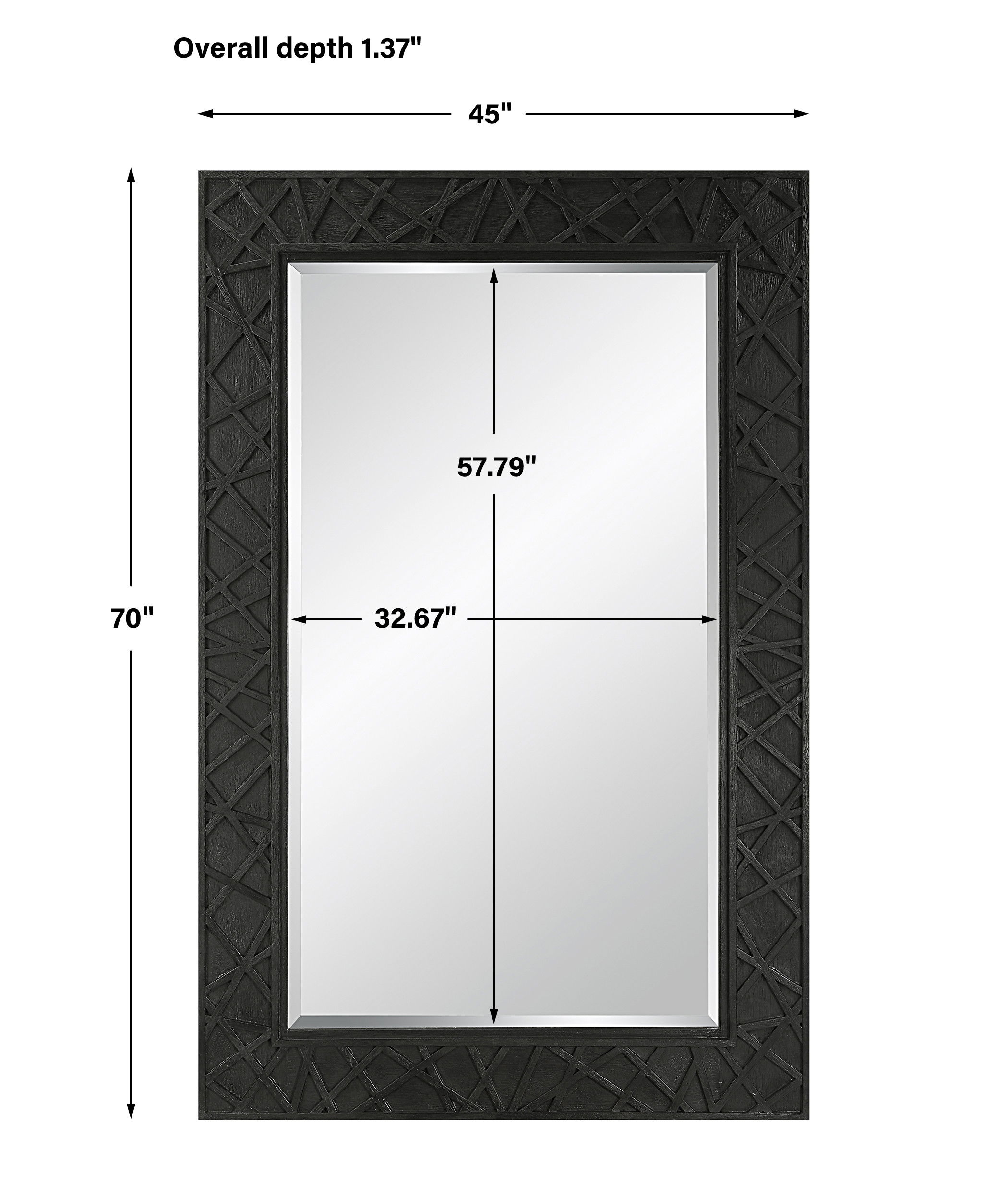 Everest Satin Black Mirror, by Uttermost, 45" width x 70" height x 1.37" depth View 3
