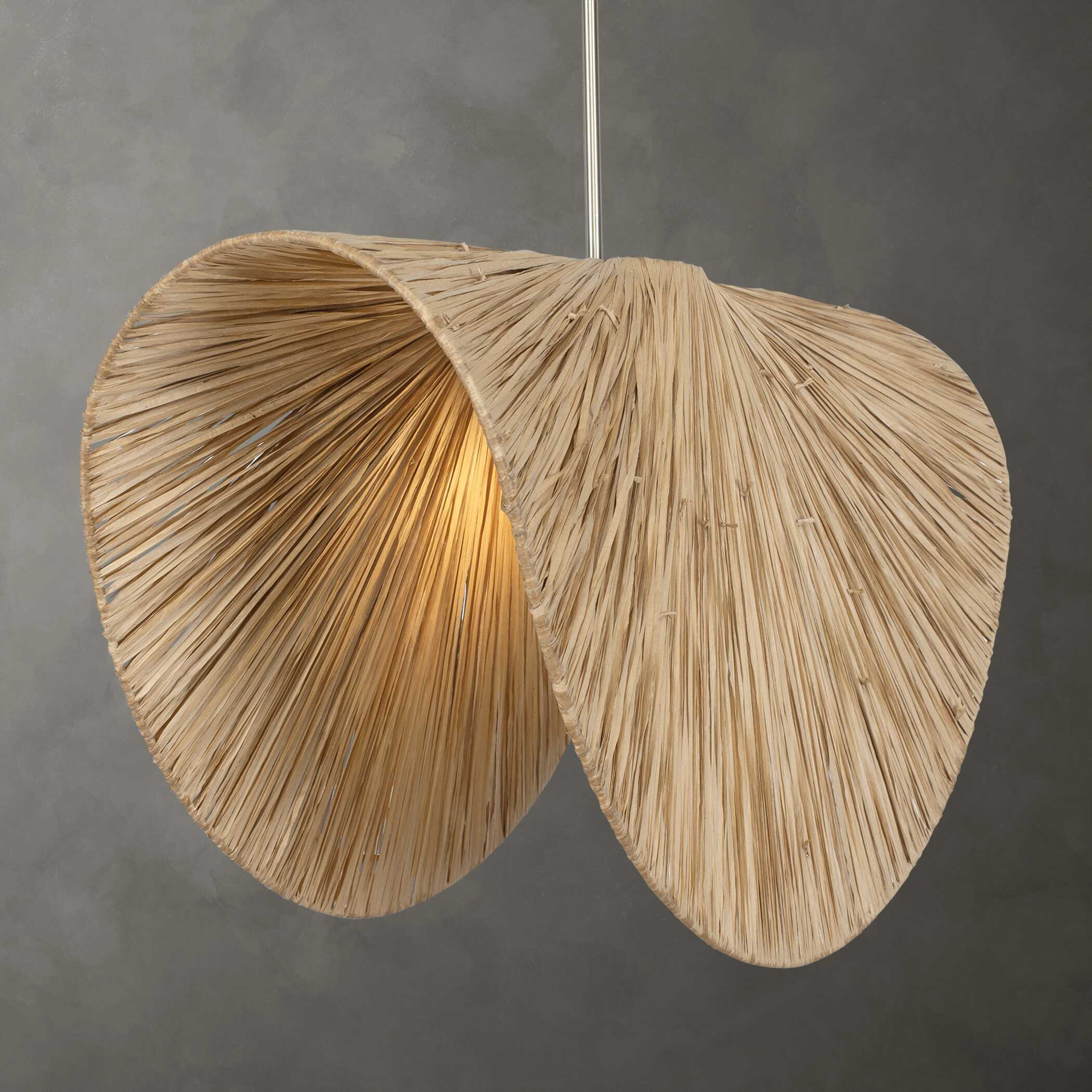 Bend 1 Light Raffia Pendant, Ceiling Light by Uttermost, 28.75" width x 19" height x 28.75" diameter x 15" depth View 2
