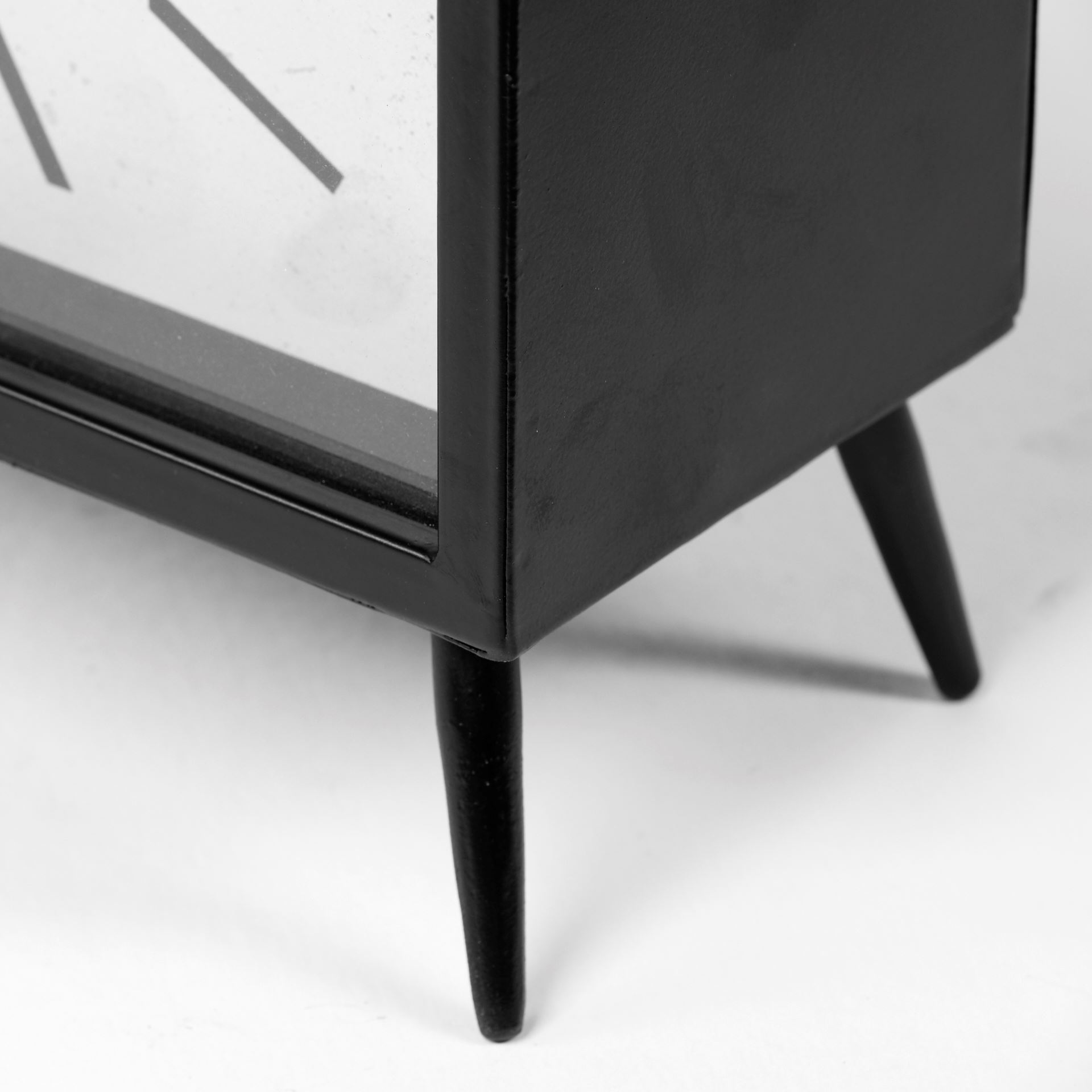 Lita Black Metal Rectangular Table Clock, by Mercana, 8.5" length x 4.13" width x 7.87" height View 10