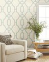 Magnolia Home Woven Trellis Beige & Blue Peel & Stick Wallpaper, by York Wall, 20' length x 1'8.5" width x 0.02" depth thumbnail 2