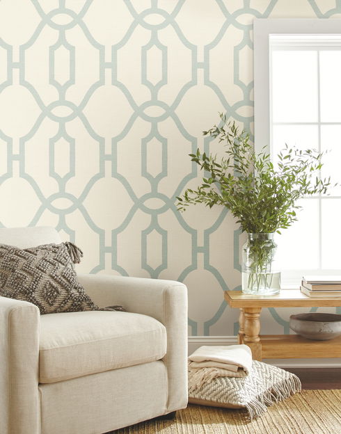 Magnolia Home Woven Trellis Beige & Blue Peel & Stick Wallpaper