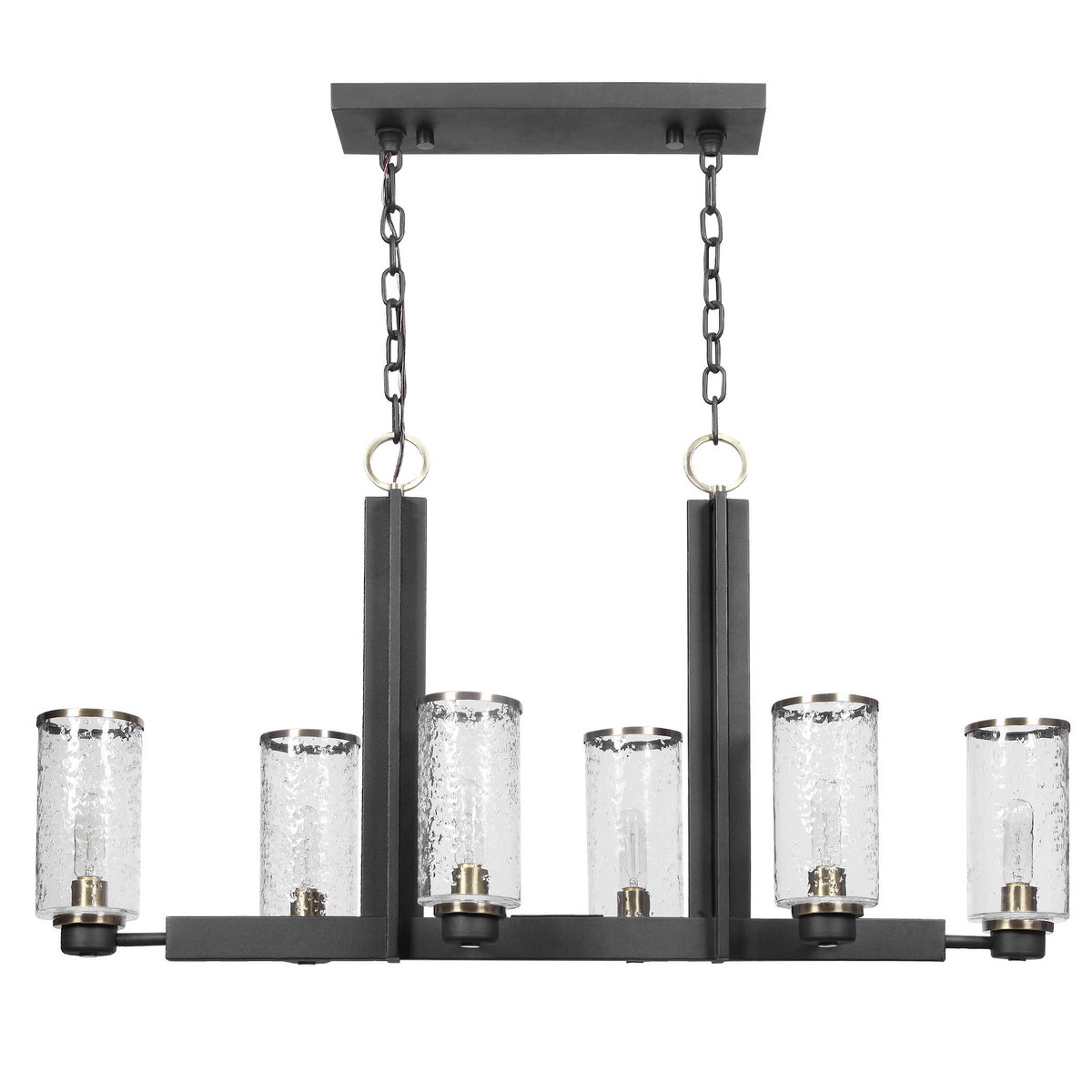 Jarsdel 6 Light Industrial Island Light, Pendant by Uttermost, 44.5" width x 25" height x 11.5" depth View 3