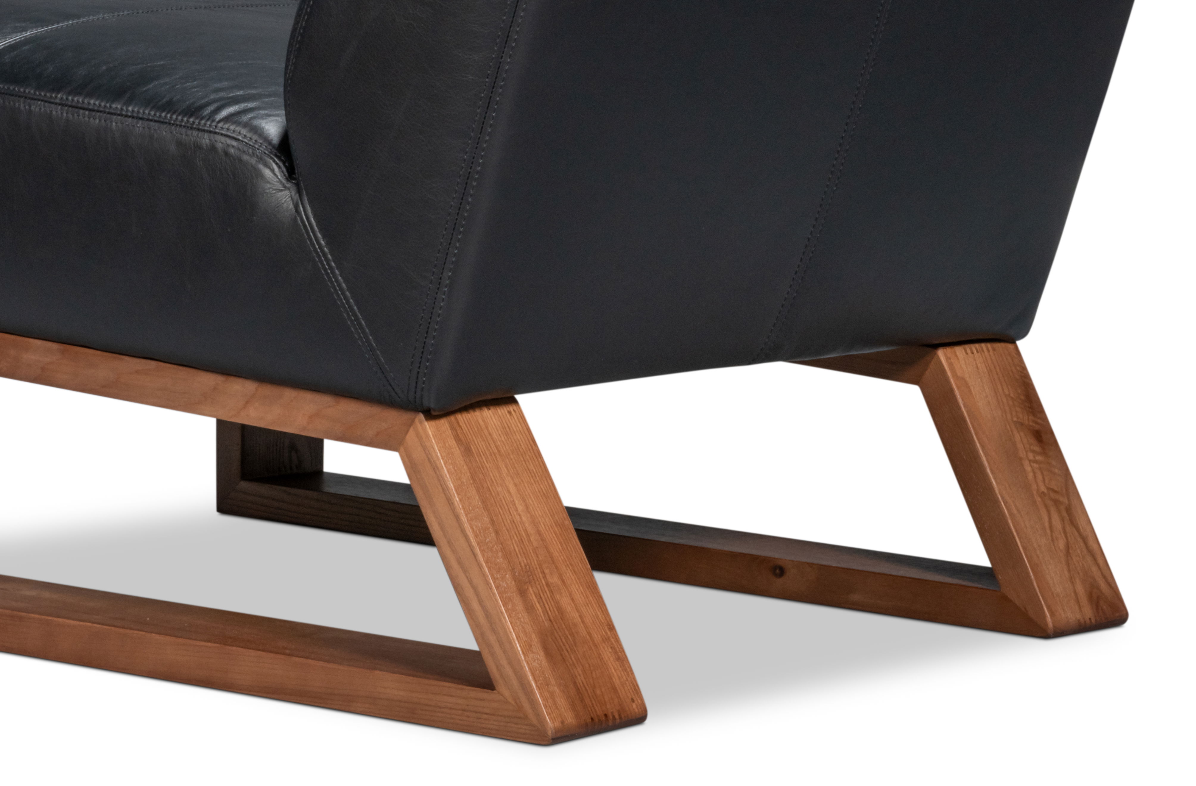 Wylam Leather Chair Onyx Black, Seating by Sarreid, 28" length x 36" width x 34" height View 6