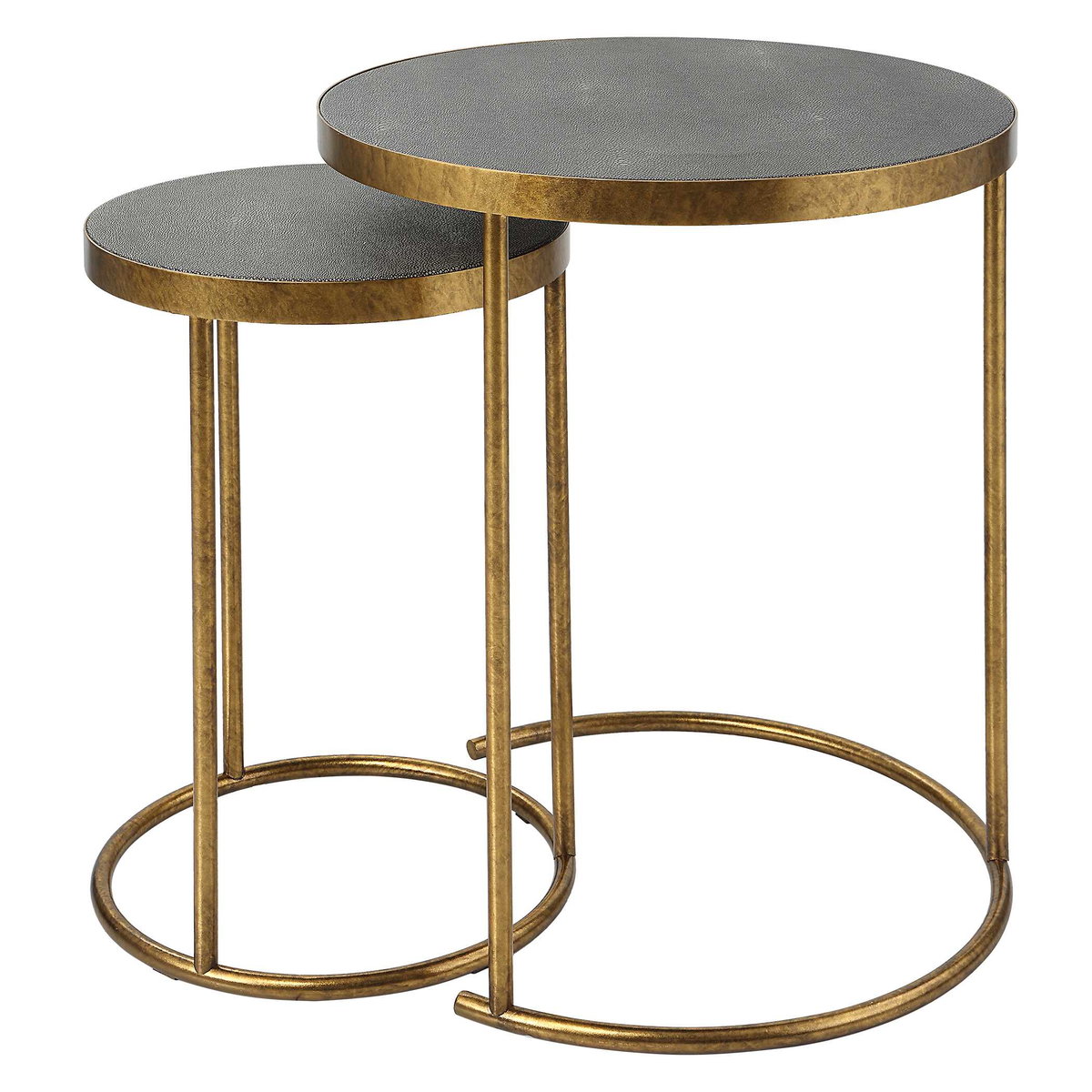 Aragon Brass Nesting Tables Set/2, Coffee Table by Uttermost, 19.5" width x 24" height x 19.5" depth View 5