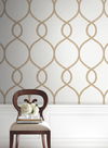 Laurel Leaf Ogee Gold Wallpaper, by York Wall, 27' length x 2'3" width x 0.02" depth thumbnail 2