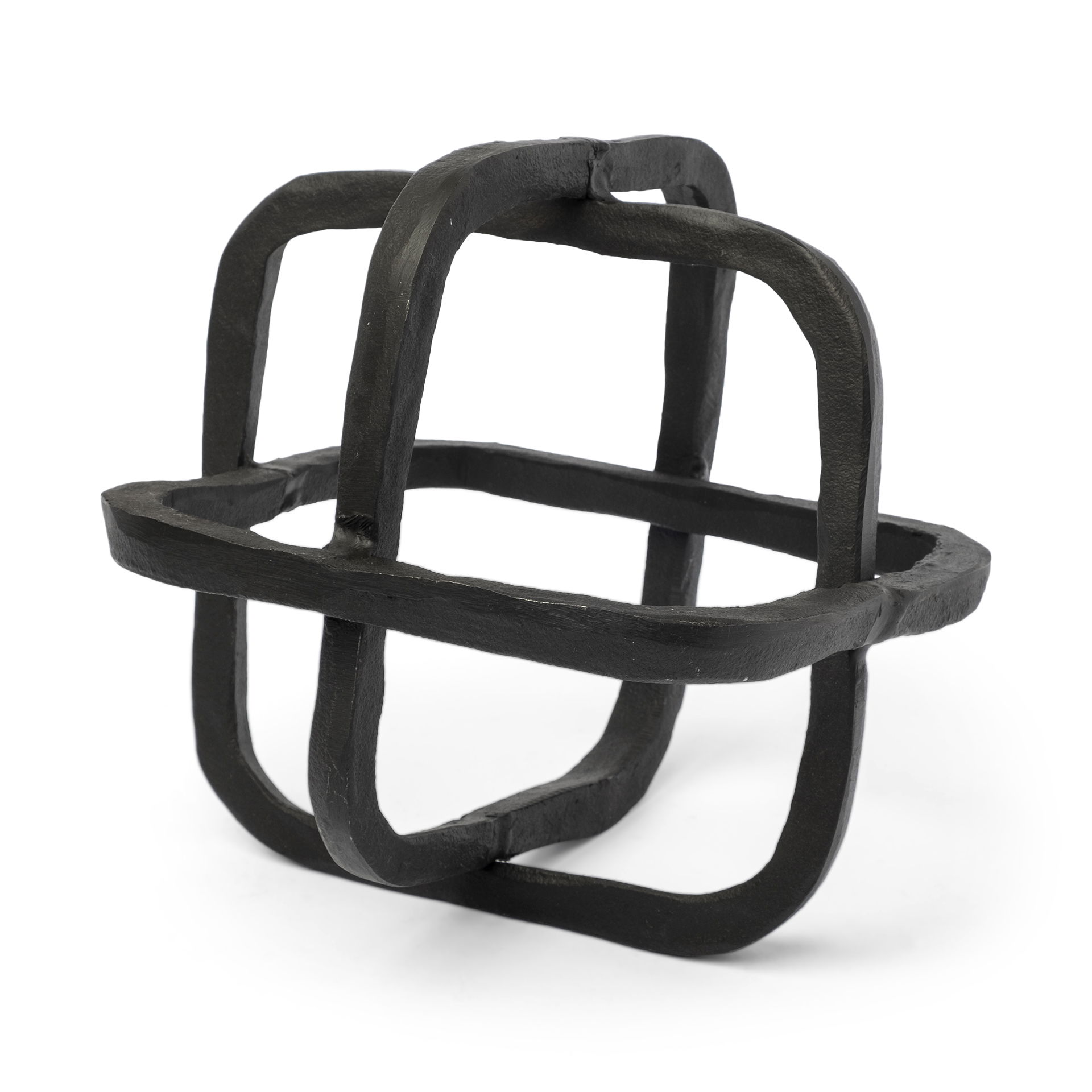 Willem I 9L x 9W Black Metal Open Cube Decor Object, Decorative Object by Mercana, 8.58" length x 8.58" width x 8.58" height View 1
