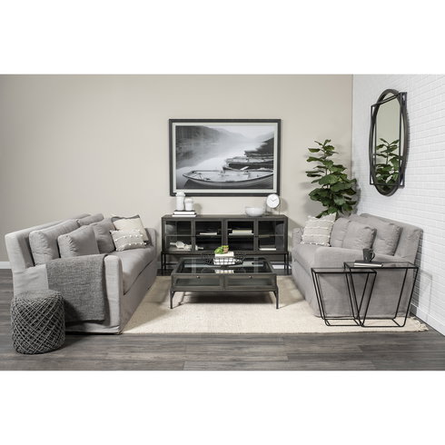 Denly I 69 X 38.25 X 34.5 Flint Gray Slipcover Two Seater Sofa