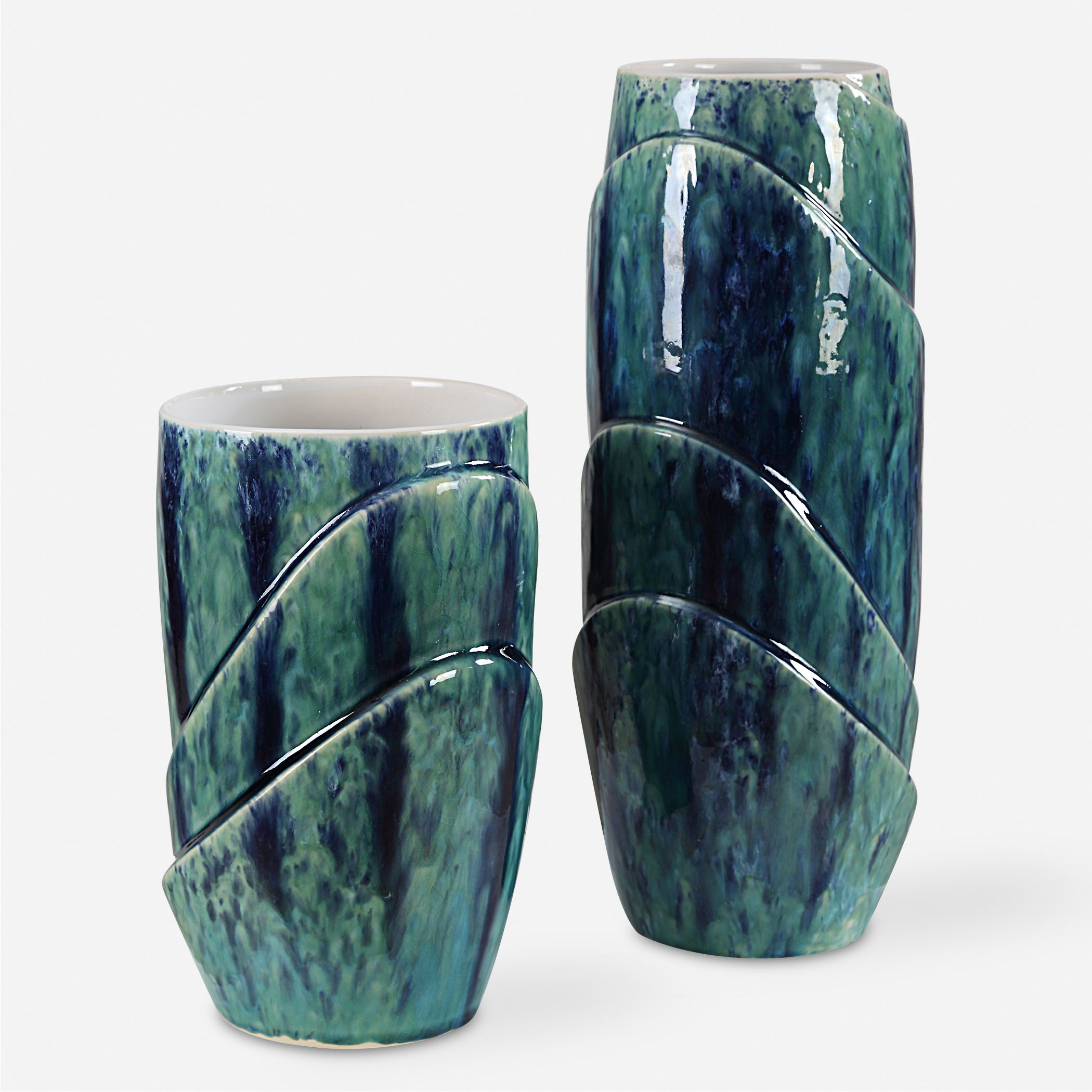 Tranquil Duo Vases Set/2, Decorative by Uttermost, 6" width x 15" height x 6" depth View 1