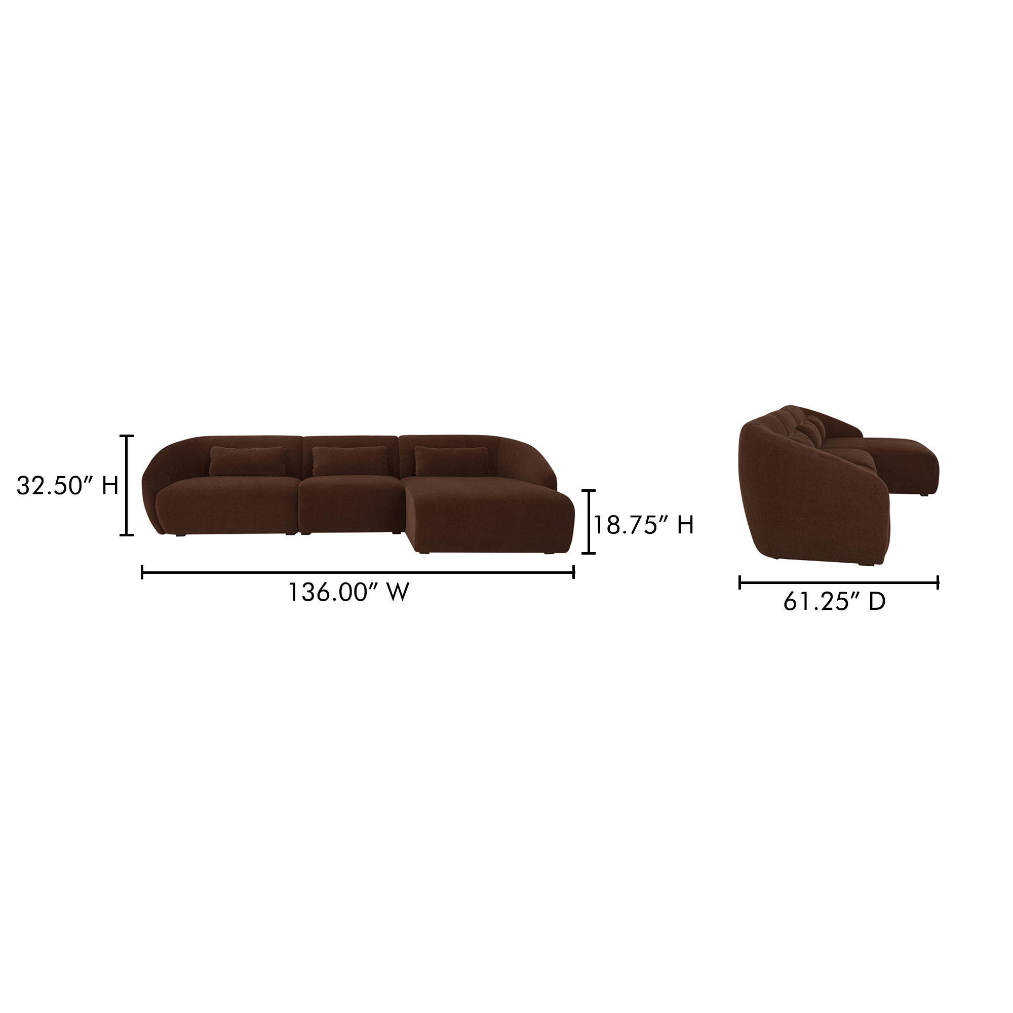 Amelia Lounge Modular Right Sectional Chestnut large image 