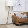 Ambrose  Gold Metal with Cream Fabric Shade Floor Lamp, by Mercana, 20" length x 20" width x 61.75" height thumbnail 3