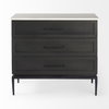 Divina Black-Brown Wood with White Marble Top and Black Metal Base Accent Cabinet, Cabinets & Chest by Mercana, 36" length x 18.5" width x 32" height thumbnail 5
