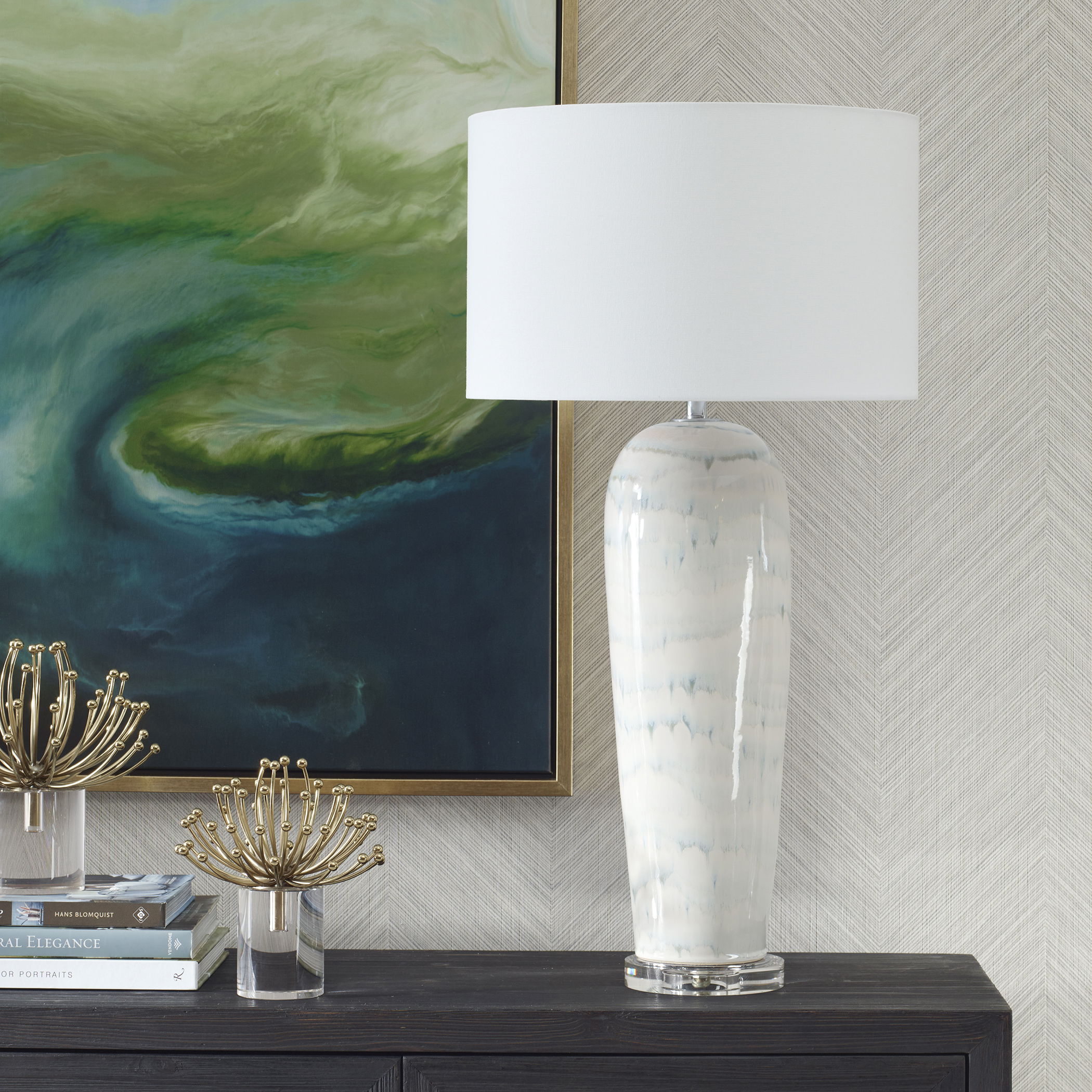 Arden White Glaze Table Lamp large image 