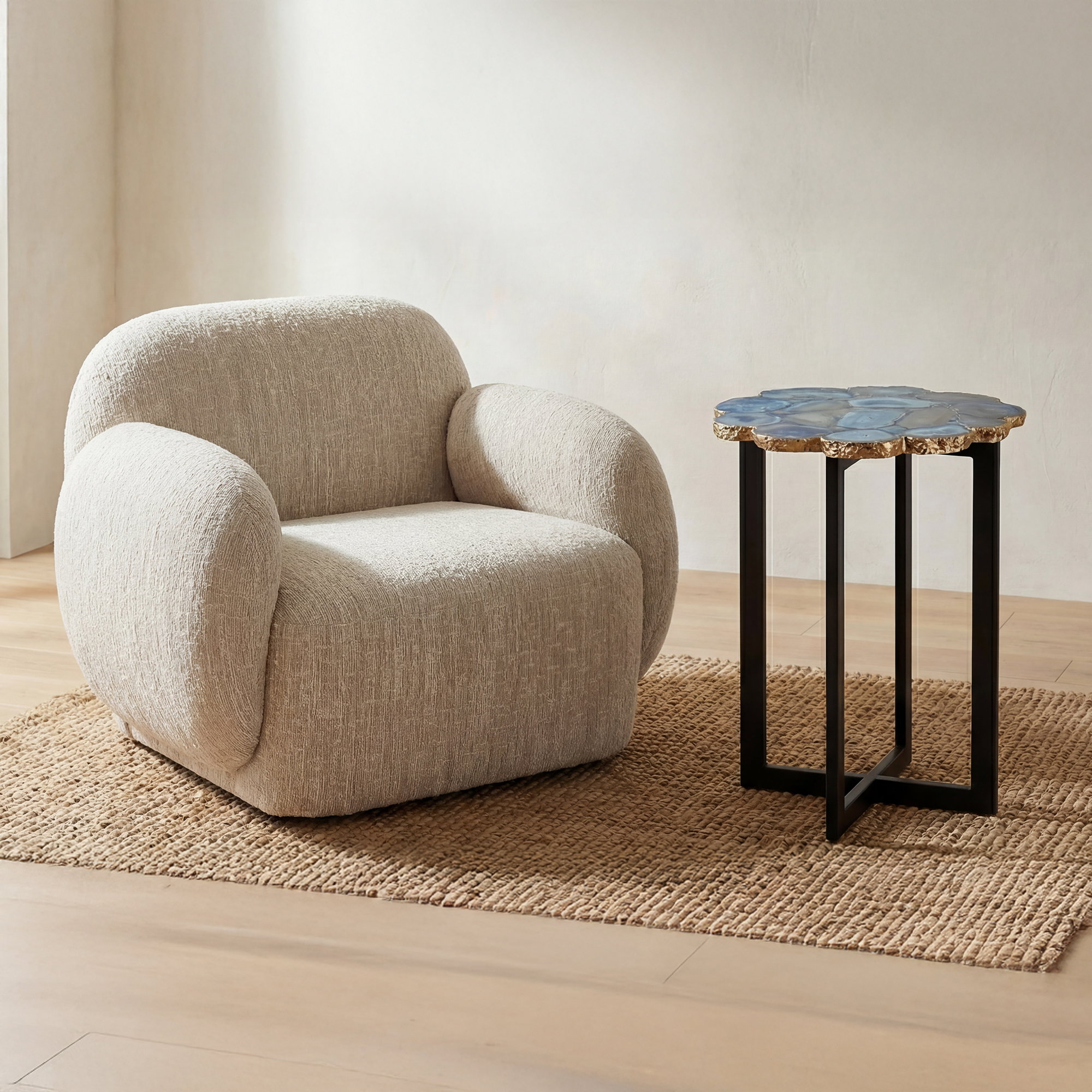 Azul Agate Accent Table Blue, Side & End Table by Moe's Home, 12" width x 21" height x 12" depth View 5