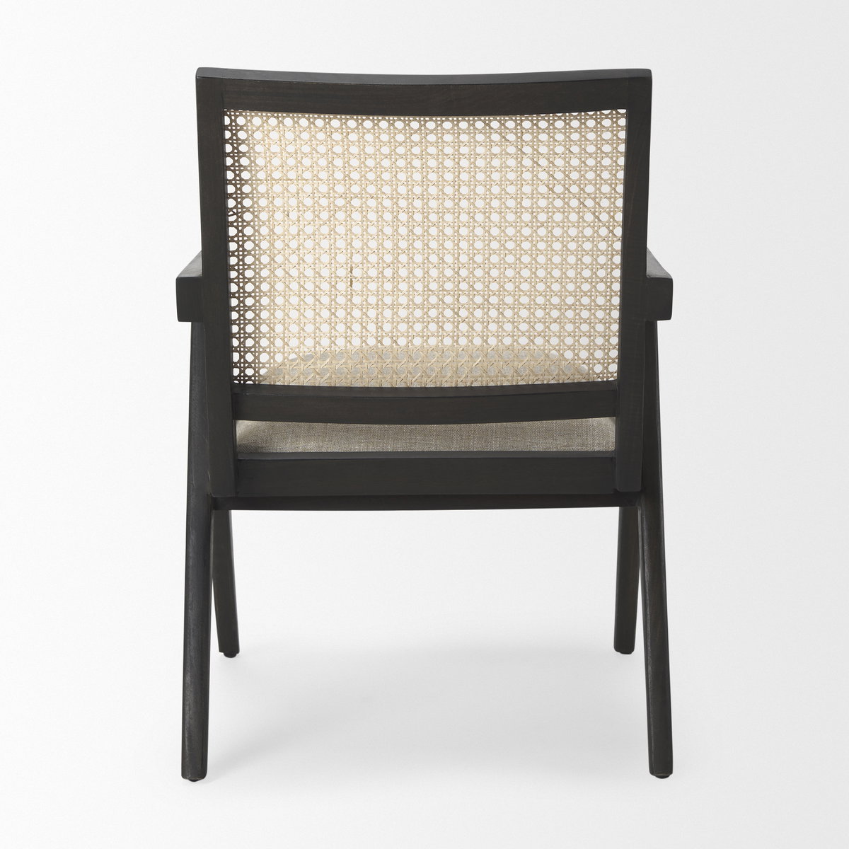 Donna Cane Back Dining Side Chair | Natural Linen with Black Wood, Dining Chair by Mercana, 21.65" length x 21.65" width x 32" height View 6