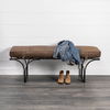 Jessie 55L x 16W Brown Leather Seat with Black Metal Base Accent Bench thumbnail 1