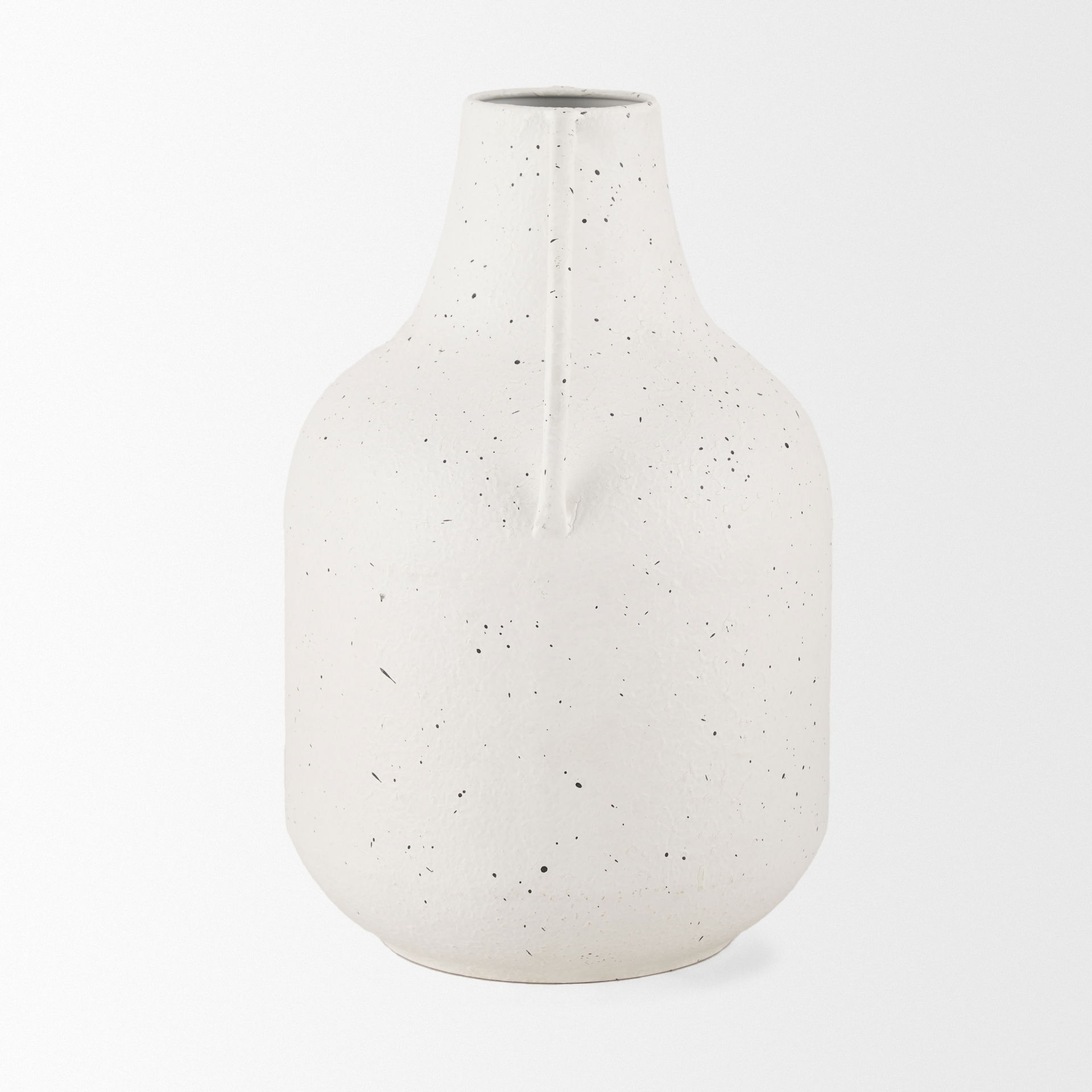 Treva Tall White with Black Speckles Metal Vase large image 
