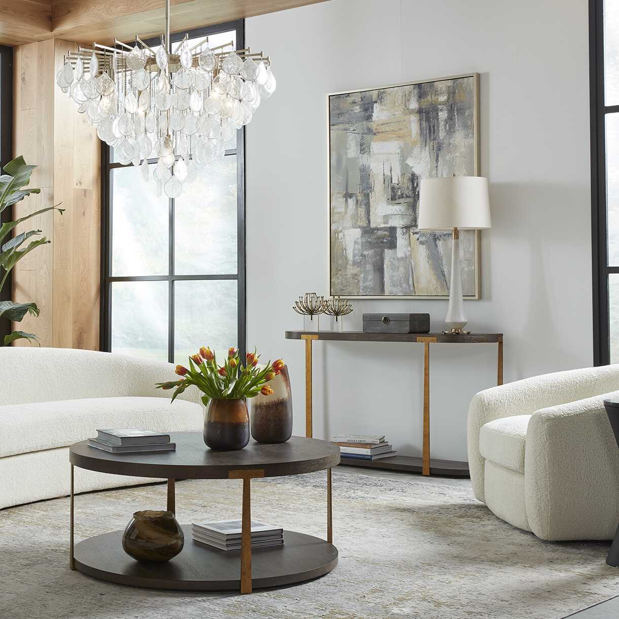 Marille Ivory Stone Table Lamp, by Uttermost, 16" width x 35.5" height x 16" depth View 9