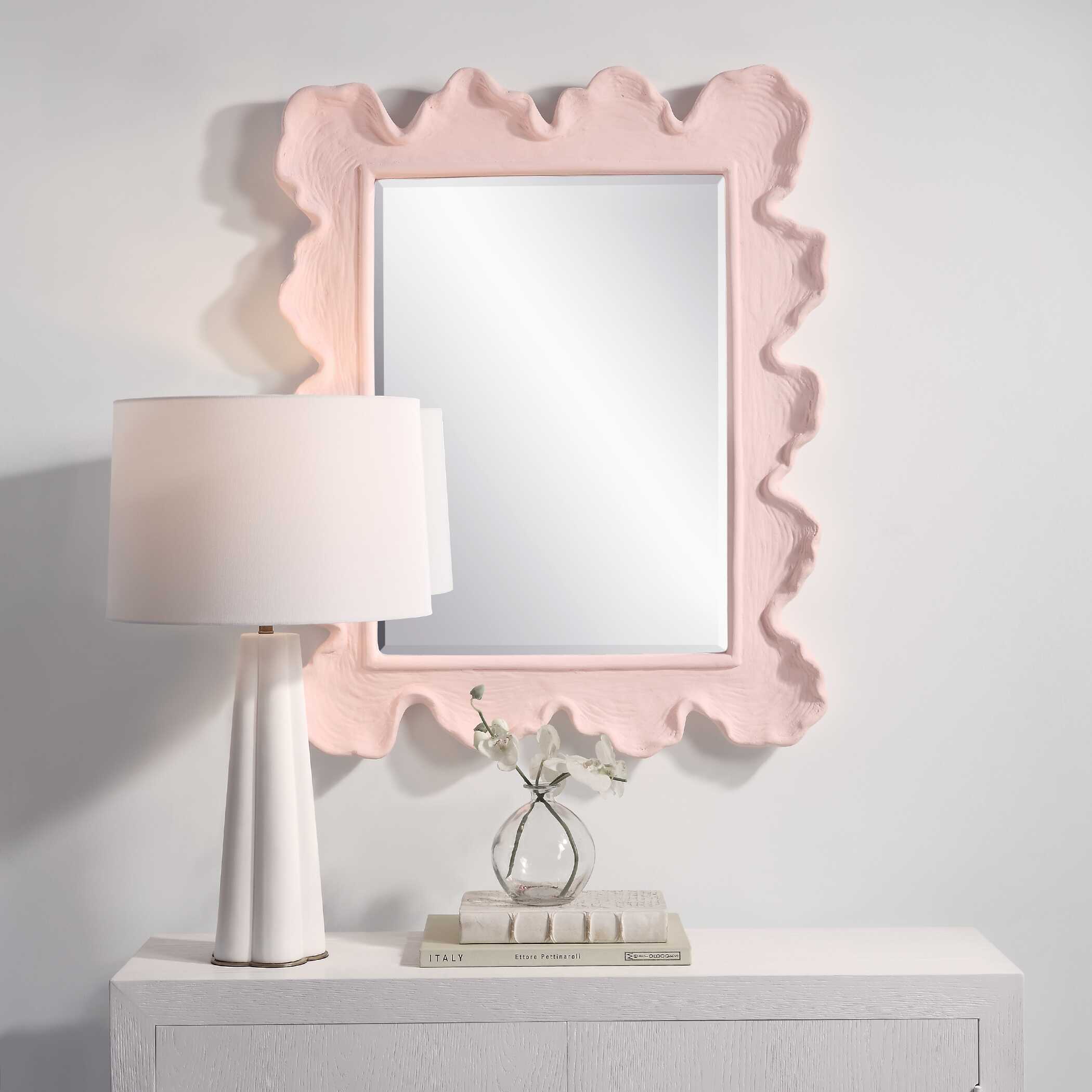 Sea Coral Pink Mirror, by Uttermost, 27.12" width x 34.25" height x 2.5" depth View 6