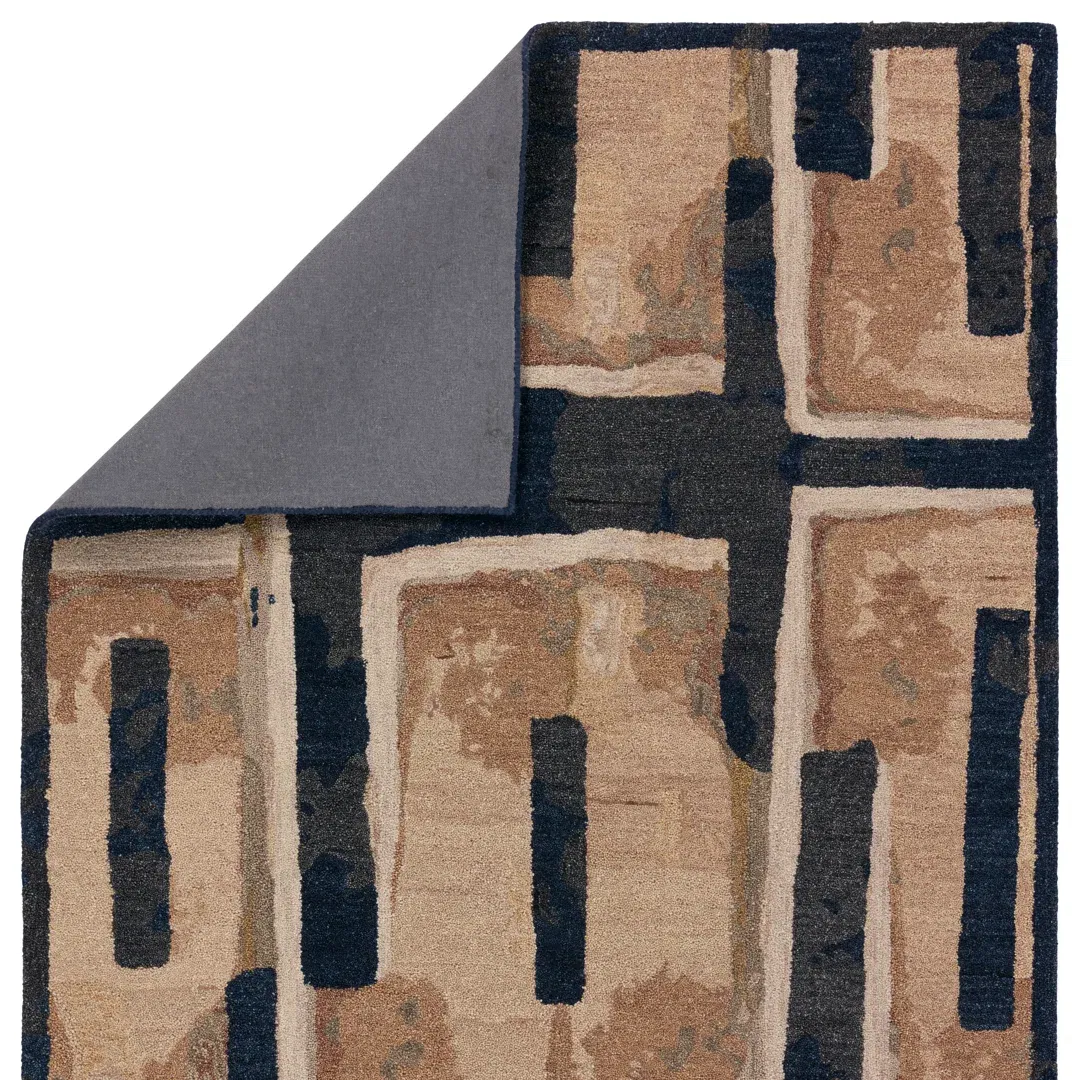 Zoe Bios By Jaipur Living Balsa HNC03 Handmade Abstract Tan and Blue Area Rug (9'x12') large image 