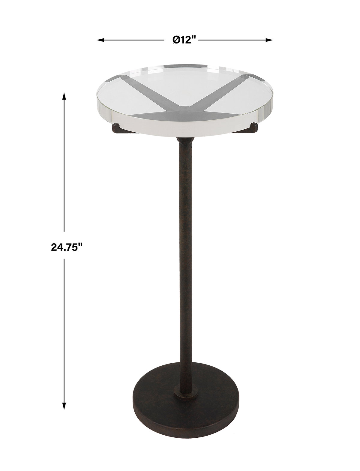 Forge Industrial Accent Table, Side & End Table by Uttermost, 12" width x 24.75" height x 12" depth View 3