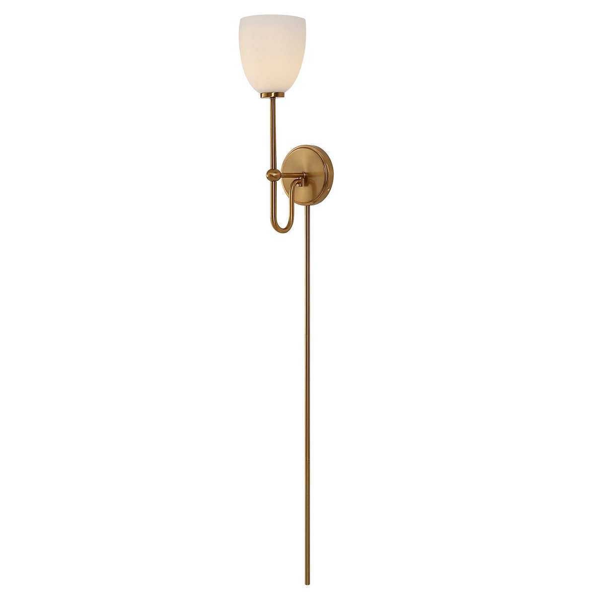 Trophy 1 Light Brass Sconce, by Uttermost, 5.75" width x 18.25" height x 5.75" diameter x 8" depth View 6